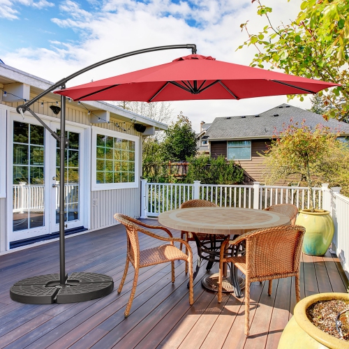 Costway 10 FT Patio Offset Umbrella w/8 Ribs Cross Base Tilt