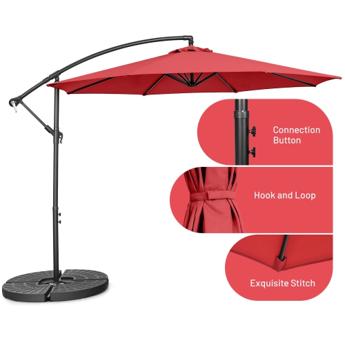Costway 10 FT Patio Offset Umbrella w/8 Ribs Cross Base Tilt
