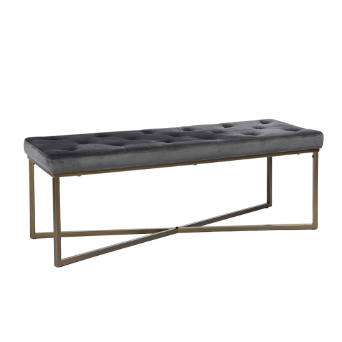 Banc recouvert de velours FurnitureR - GRIS
