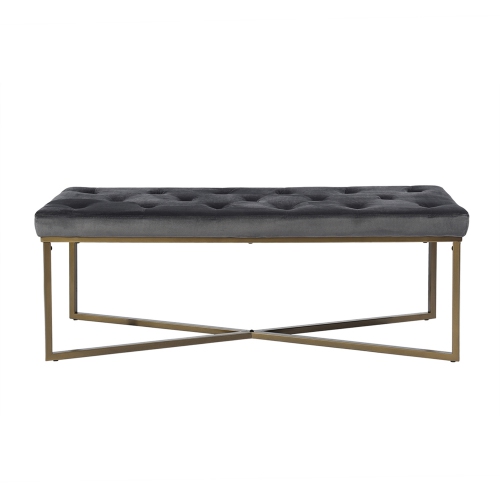 Banc recouvert de velours FurnitureR - GRIS