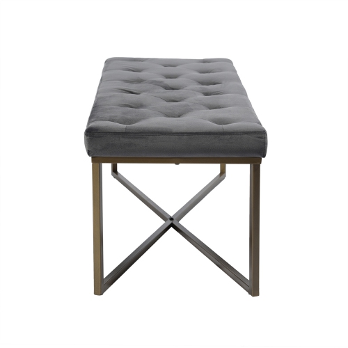 Banc recouvert de velours FurnitureR - GRIS