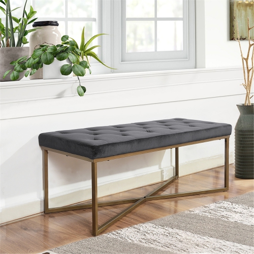 Banc recouvert de velours FurnitureR - GRIS