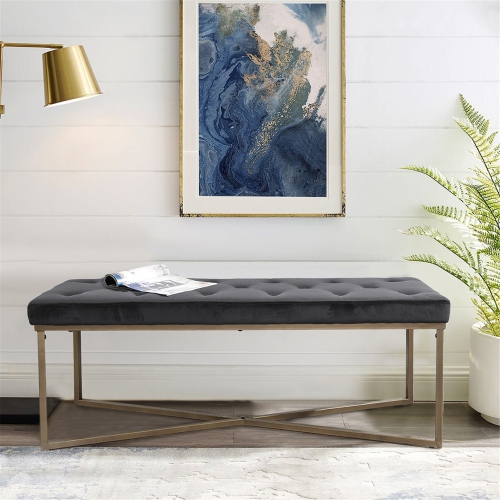 Banc recouvert de velours FurnitureR - GRIS