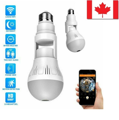 1080P Wifi ip camera Wireless Light Bulb Home Security Fisheye Bulb Lamp Night