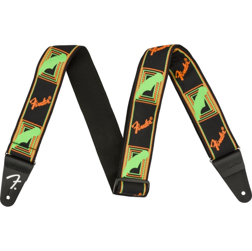 Fender Neon Monogram Guitar Strap - Green/Orange