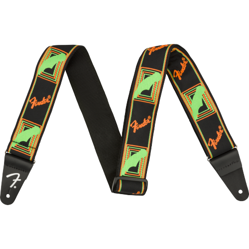Fender Neon Monogram Guitar Strap - Green/Orange