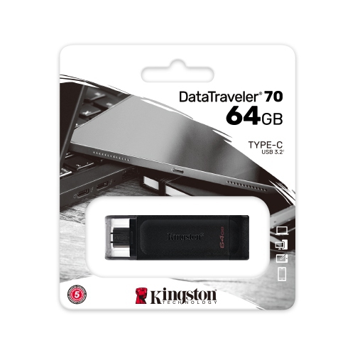 Kingston Digital DataTraveler 70 64GB USB 3.2 + USB-C Flash Drive