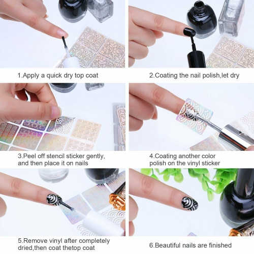 288 Pieces 96 Designs Nail Vinyls Nail Stencil Sticker Sheets Set for Nail Art