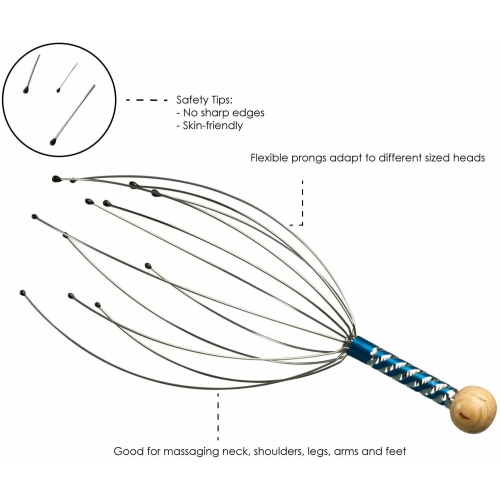 Scalpe Head Massager with Wooden Handle for Home Spa Relief and Relaxation CA