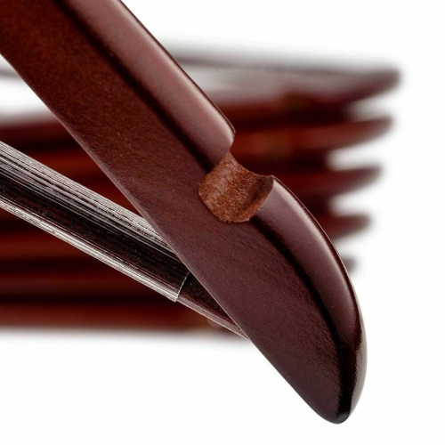 5PCS Wooden Clothes Suit Hangers Pant Coat W/ Cut Notches Trouser Rack Wardrobe