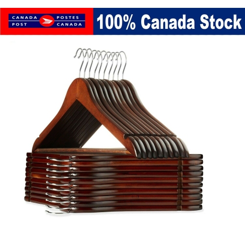 5PCS Wooden Clothes Suit Hangers Pant Coat W/ Cut Notches Trouser Rack Wardrobe