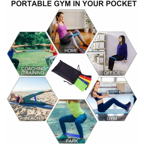 Ensemble de 5 bandes élastiques pour entraînement intense Booty Bands Gym de yoga Resistance Fitness