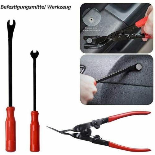 19Pcs Trim Removal Tool Kit Trimmer Car Puller Door Pry Clip Plier Remover Set