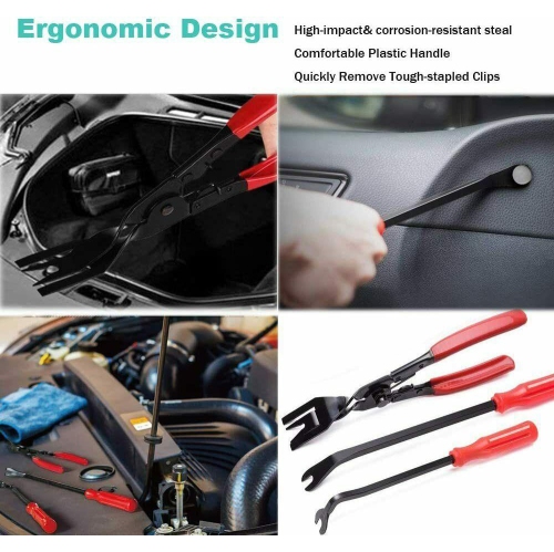 19Pcs Trim Removal Tool Kit Trimmer Car Puller Door Pry Clip Plier Remover Set