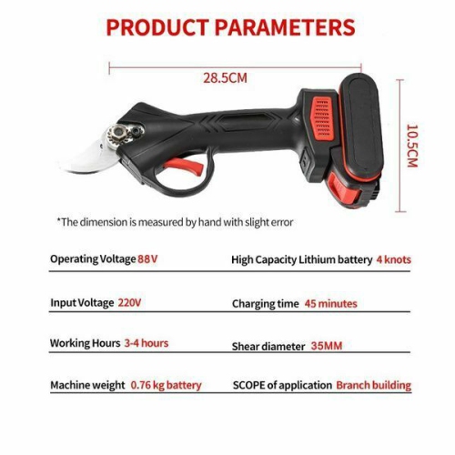88V Cordless Electric Pruning Shears Secateur Branch Cutter Scissor + 2 Batterie