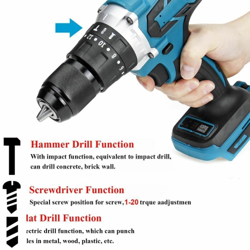 Electric Drill High-power 18V Battery 3 in 1 Brushless Multi-Function Drill Set