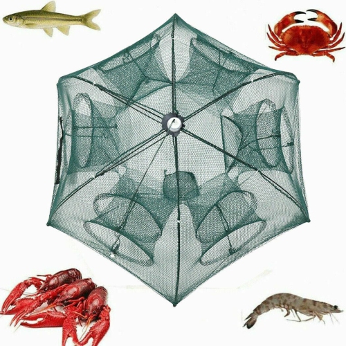 New Fishing Bait Trap Crab Net Crawdad Shrimp Cast Dip Cage Fish Minnow Foldable