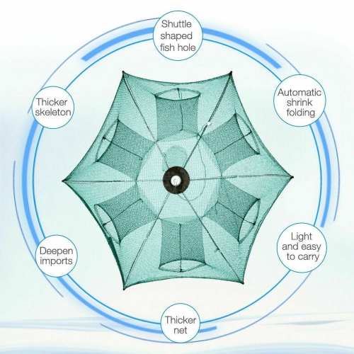 New Fishing Bait Trap Crab Net Crawdad Shrimp Cast Dip Cage Fish Minnow Foldable