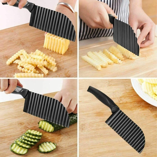 Chip Steel Dough Knife Potato Wavy Slicer Kitchen Vegetable Crinkle Cutter Blade