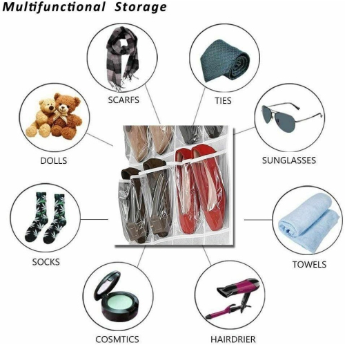 Hanging pantry organizer 15 Pocket standard door rod