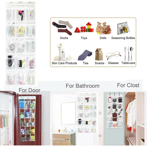 Hanging pantry organizer 15 Pocket standard door rod