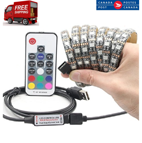 5V USB LED Light RGB 5050 60 Led 3M Controller Led Strip Tape Lamp TV Tape CA