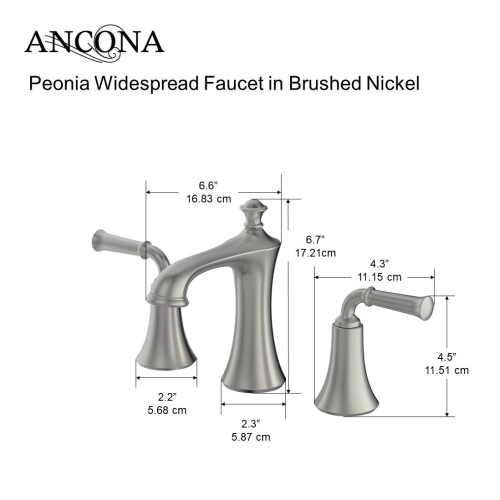 Ancona Peonia Widespread Bathroom Faucet in Brushed Nickel