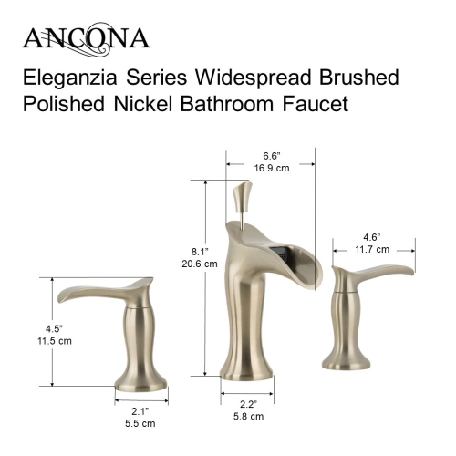 Ancona Eleganzia Series Widespread Bathroom Faucet in Brushed Nickel