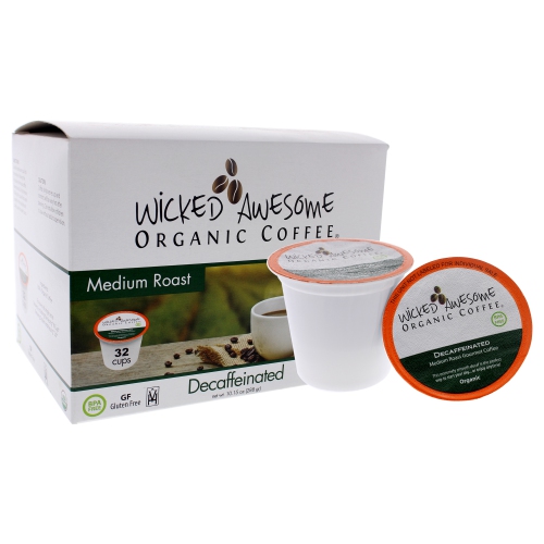 Wicked Awesome Organic Decaffeinated Roast Gourmet Coffee by Bostons Best for Unisex - 32 Cups Coffee