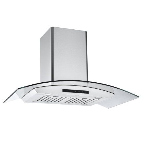 Ancona GCL636 36 in. Wall Mount Glass Canopy Range Hood in Stainless Steel with Night Light Feature