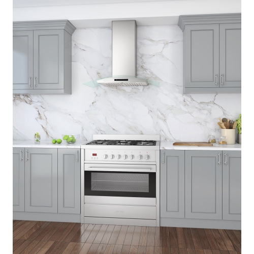 Ancona GCL636 36 in. Wall Mount Glass Canopy Range Hood in Stainless Steel with Night Light Feature