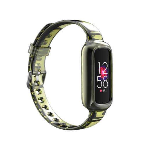 StrapsCo Transparent TPU Rubber Watch Strap with Silver Buckle for Fitbit Luxe - Green
