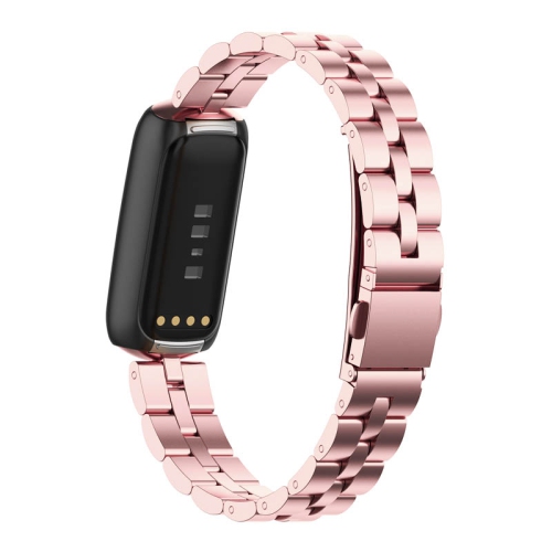 StrapsCo Stainless Steel Metal Watch Band Strap for Fitbit Luxe - Pink Gold