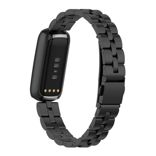 StrapsCo Stainless Steel Metal Watch Band Strap for Fitbit Luxe - Black