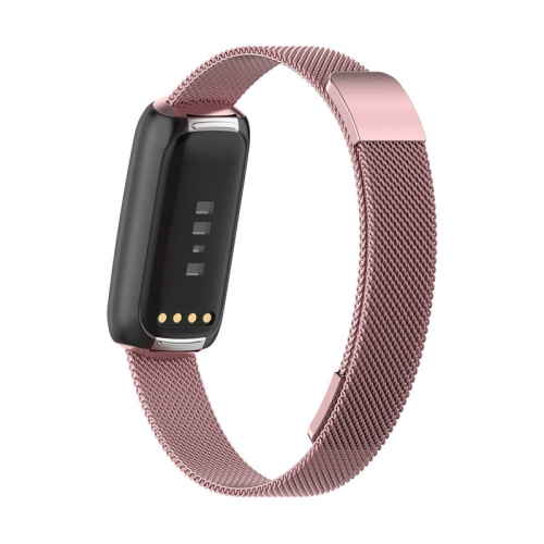 StrapsCo Stainless Steel Mesh Watch Band for Fitbit Luxe - Pink Gold