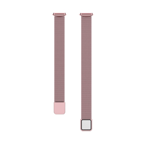 StrapsCo Stainless Steel Mesh Watch Band for Fitbit Luxe - Pink Gold