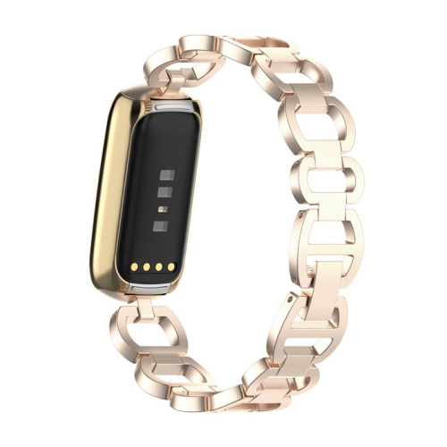 StrapsCo Metal Alloy Link Jewelry Watch Bracelet Band for Fitbit Luxe - Retro Gold