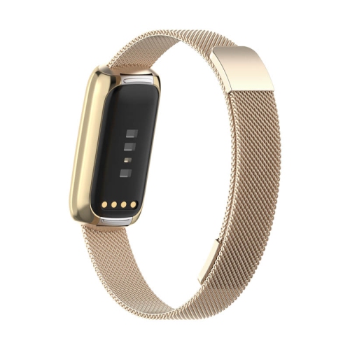 StrapsCo Stainless Steel Mesh Watch Band for Fitbit Luxe - Retro Gold
