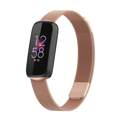 StrapsCo Stainless Steel Mesh Watch Band for Fitbit Luxe - Rose Gold