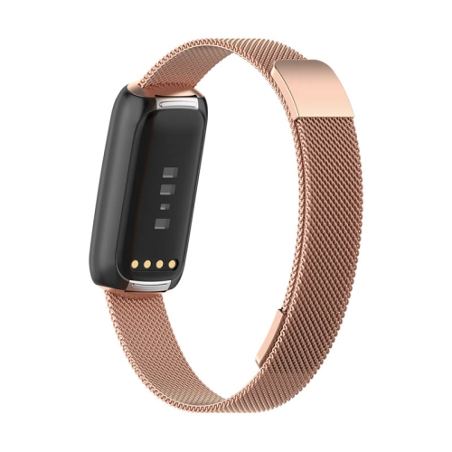 StrapsCo Stainless Steel Mesh Watch Band for Fitbit Luxe - Rose Gold