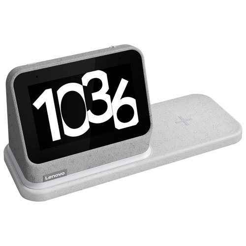 Lenovo Smart Clock 2 with Wireless Charging Dock - Heather Grey