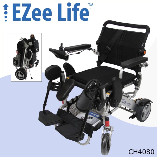 EZEE LIFE  Folding Electric Compact Wheelchair With 8" Rear Wheels And 7" Front Casters With 12 Kms Range