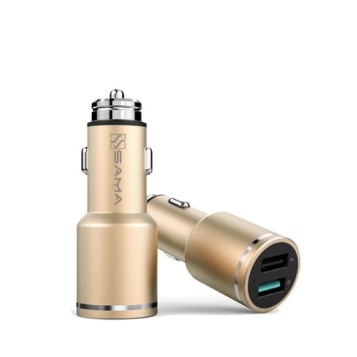 SAMA  Sa-50201 Dual USB 3.0 Car Charger 30W Quick Charge In Gold