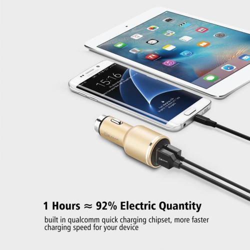 SAMA SA-50201 Dual USB 3.0 Car Charger 30W Quick Charge Gold