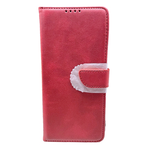 TopSave Leather Folio Flip Wallet w/Magnetic Clip Card Slot Holder Case For Samsung Galaxy A02s, Red