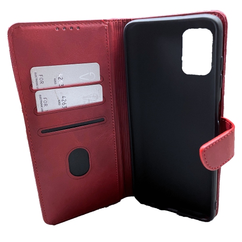 TopSave Portefeuille Folio Flip en Cuir avec Fente pour Carte à Clip Magnétique Etui pour Samsung Galaxy A02s, Rouge