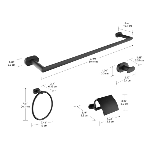 Ancona Aria 4-Piece Bathroom Accessory Set in Matte Black