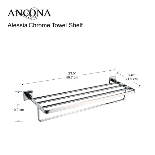 Ancona Alessia Bathroom Towel Shelf in Chrome
