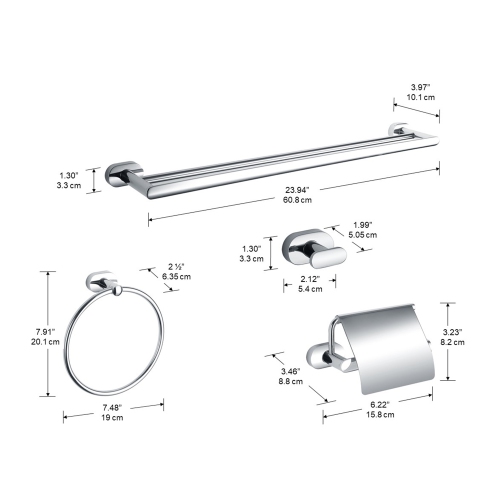 Ancona Aria 4-Piece Bathroom Accessory Set in Chrome