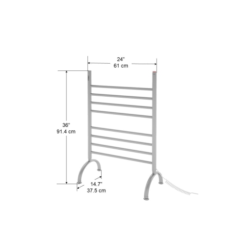 Ancona Essentia OBT 8 Bar Towel Warmer with Integrated On-Board Timer in Brushed Stainless Steel